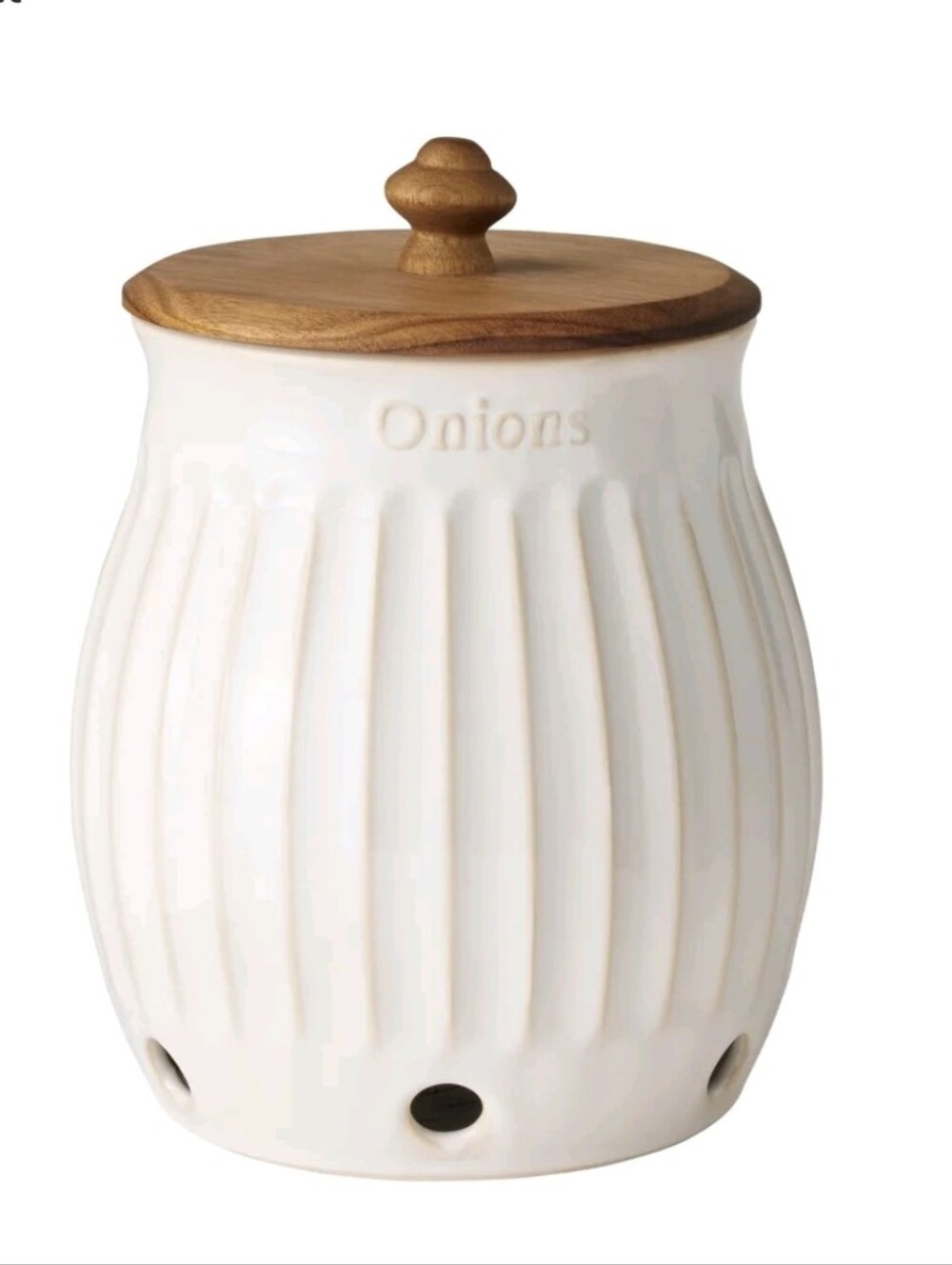 2026 The Pioneer Woman Cream Ceramic Onion Keeper with Wooden Lid